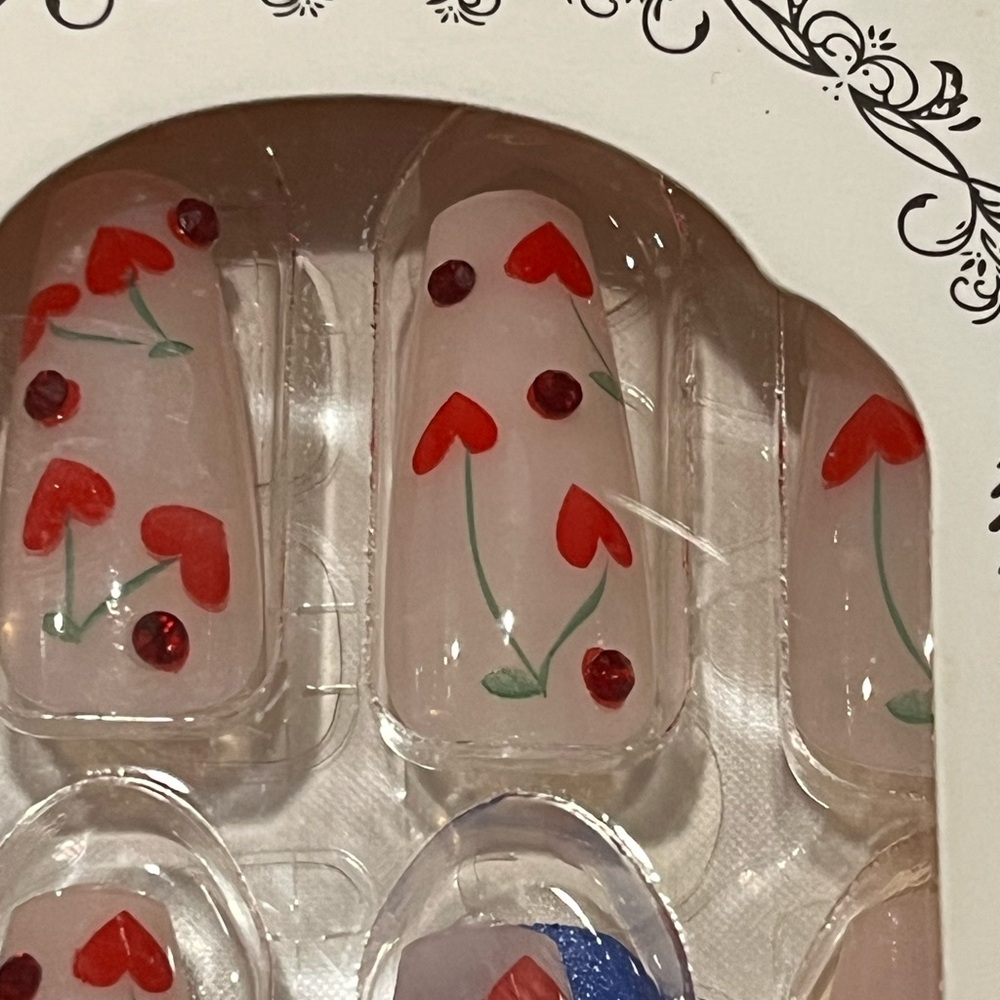 Sethexy Long ❤️ Coffin Beautiful Nail Rubies & Hearts